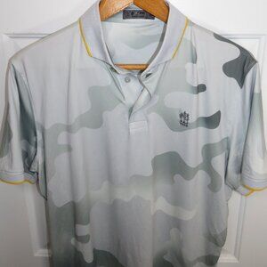 G/FORE Camo Modern Spread Rib Collar Tech Jersey Slim Fit Polo XL Cypress Lake